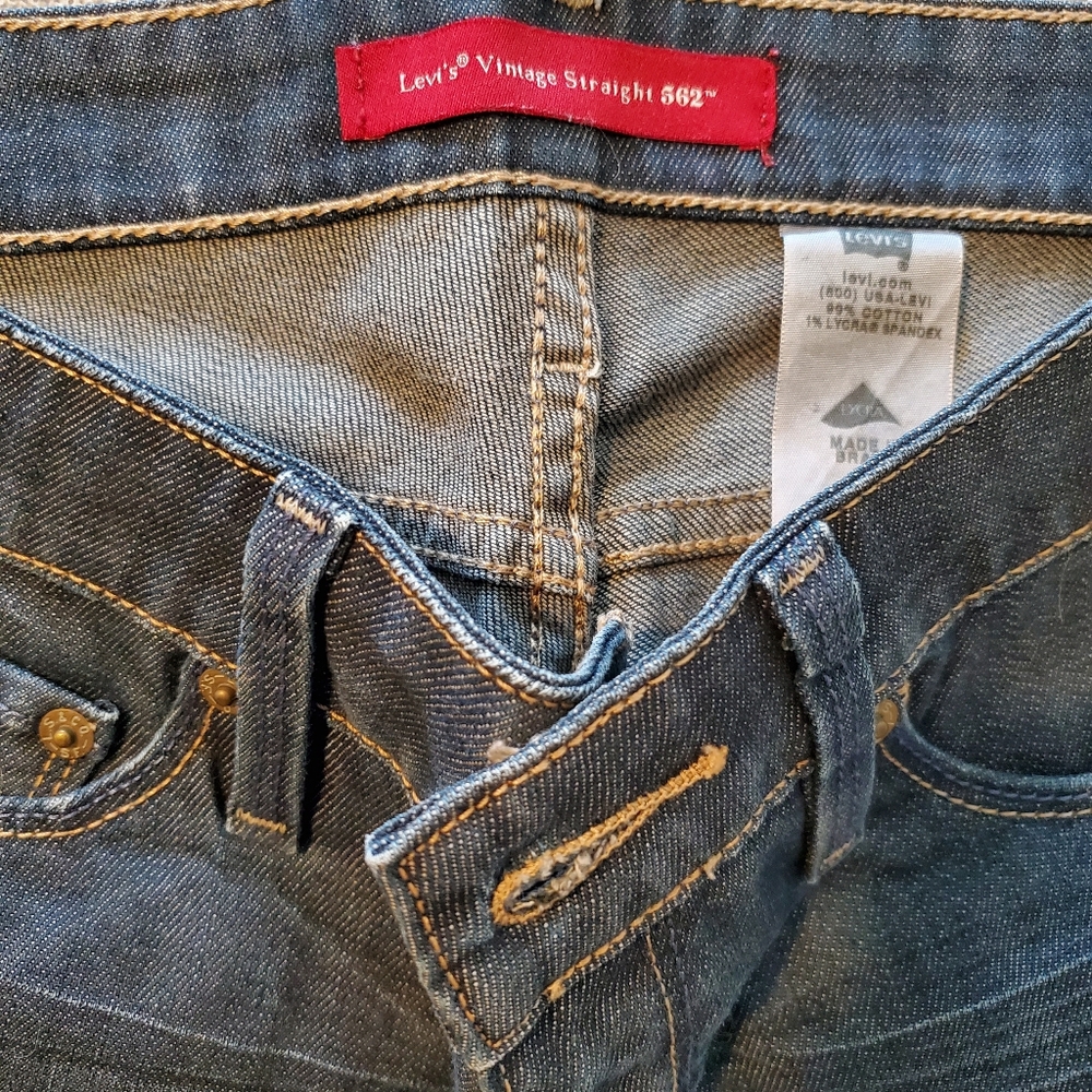 Levi's Vintage Straight 562 Mid Rise Denim Blue Jeans - Size 6M W28 - Picture 3 of 8